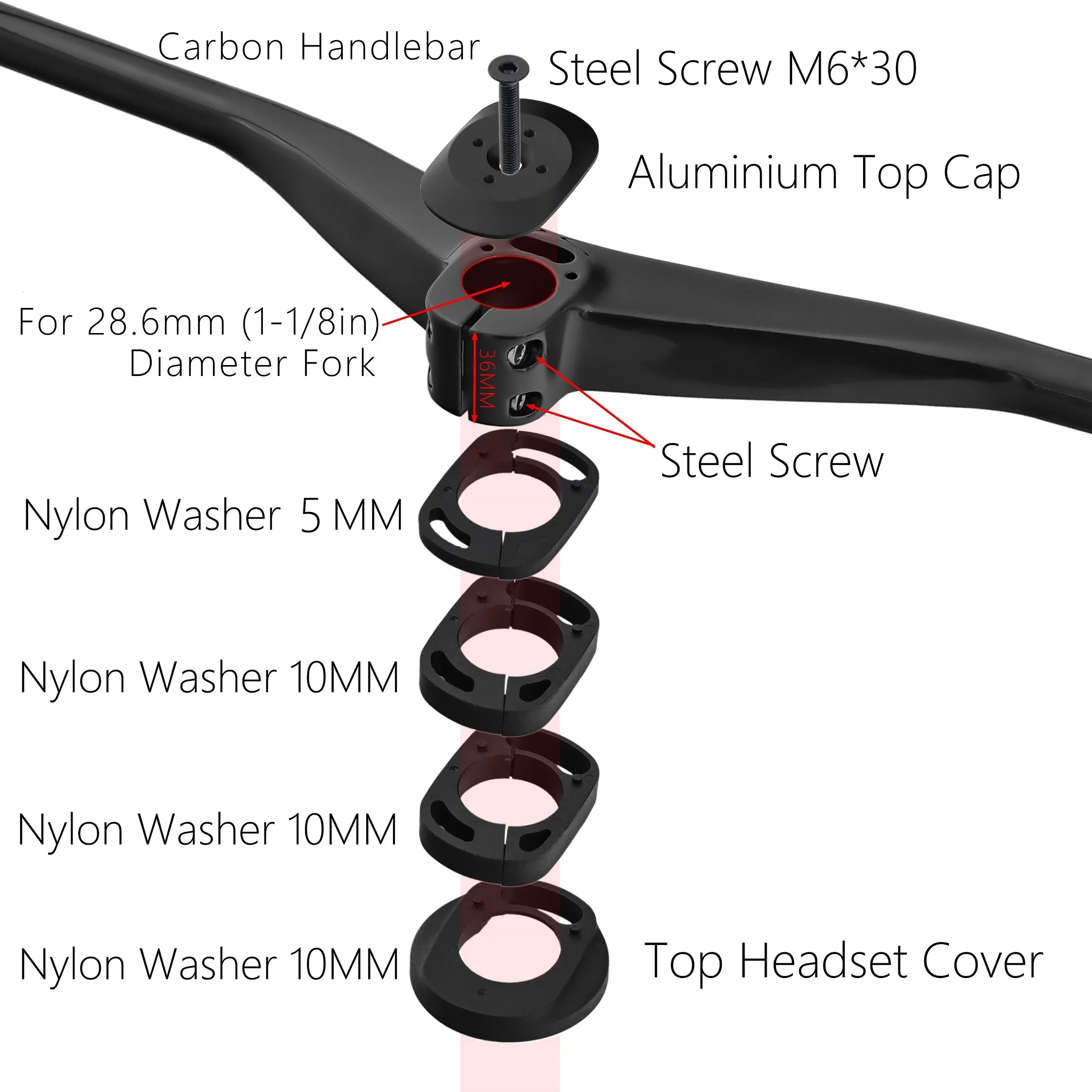 KOCEVLO ULTRA MTB Carbon Internal Cable Integrated Handlebar 780mm, 65/85/105mm, Mountain Bike Bar for XC & Marathon MTB Bar