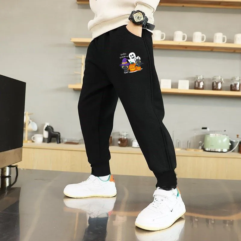 Halloween Vleermuis/Kat Print Broek Jongen Meisje Lente Herfst Casual Katoenen Broek Kinderen Lange Broek Outdoor Mode Streetwear WSJBF1
