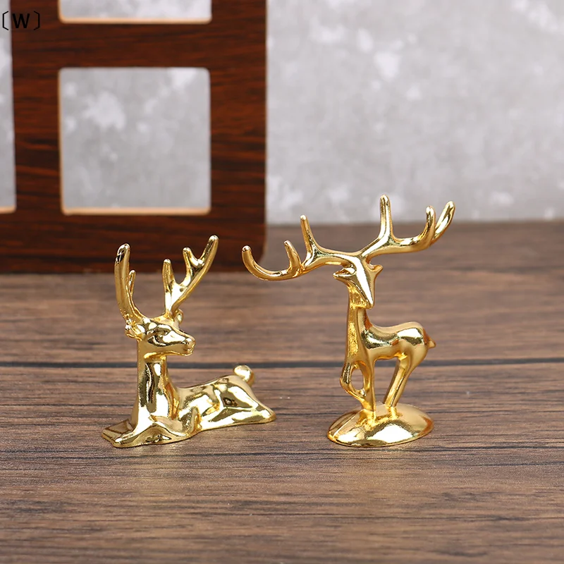 〔W〕Elch-Statue Nordische Weihnachts-Rentier-Kunstfigur Vintage Goldene Eisen-Handarbeit Heimdekoration Tischdekoration Geschenk