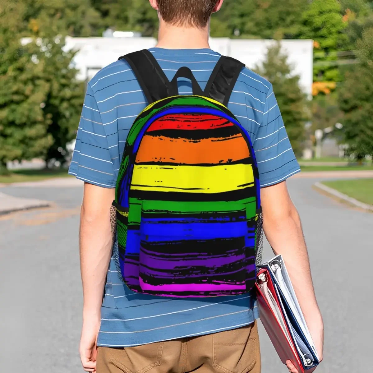 LGBT Gay Pride Flag Shirt, Gay Pride 2022 Backpacks Teenager Bookbag Cartoon Children School Bags Travel Rucksack Shoulder Bag