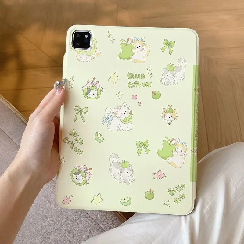 Kawaii Cat IPad Case for 10th 10.9 11th A16 11in 2025 Air7 Air6 13in Y-Fold Acrylic Cover Ipad Pro 18 20 21 12.9in Tablet Case