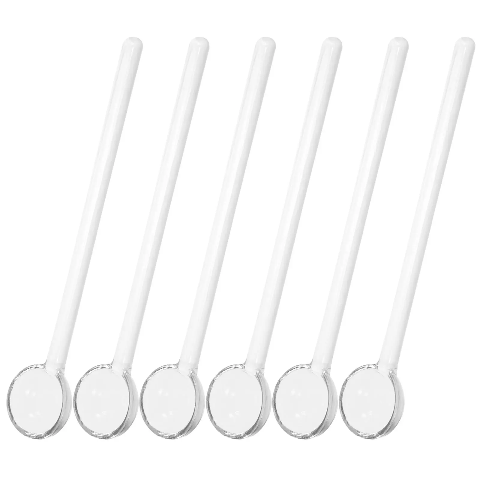 

6PCS Long Handle Coffee Clear Glass Teaspoon Portable EcoFriendly Stirring Spoon Sugar Spoon Kitchen Gadgets