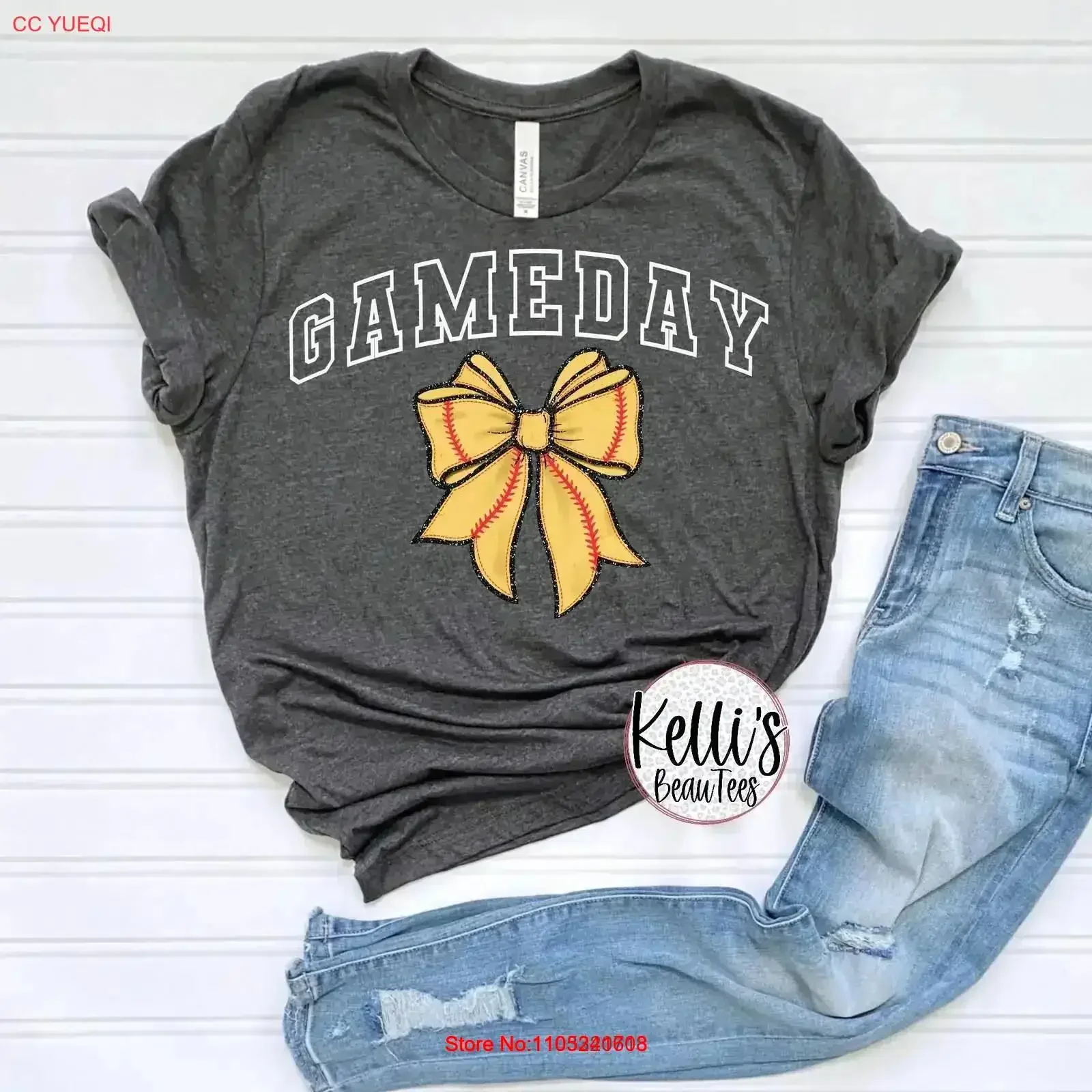 Faux Glitter Softball Game Day T Shirt vintage Washed Slightly designer clothes Soft Stylish fashion Versatile vintage Washed