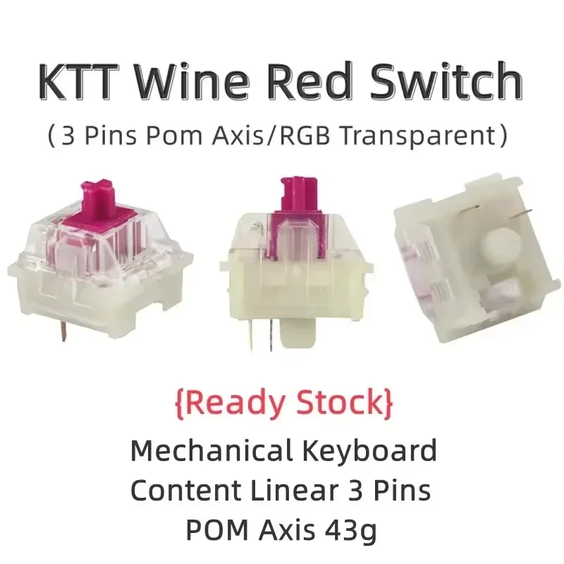 KTT Wine Red V2 45g Linear Switch 3 Pins POM Hot Plug Mechanical Keyboard Custom Switches RGB Gaming Keyboard Switch