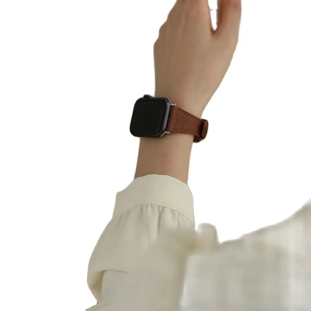 سوار ساعة جلد العلامة التجارية الجديدة حزام ساعة اليد لساعة أبل iwatch 1234567 نمط ليتشي حزام ناعم لساعة أبل 123456se7