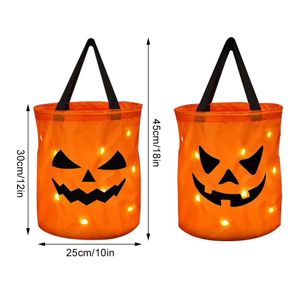 Children S Trick Or Treat Candy Bag With LED Lights LED Light Halloween Pumpkin Candy Bag Candy Bags