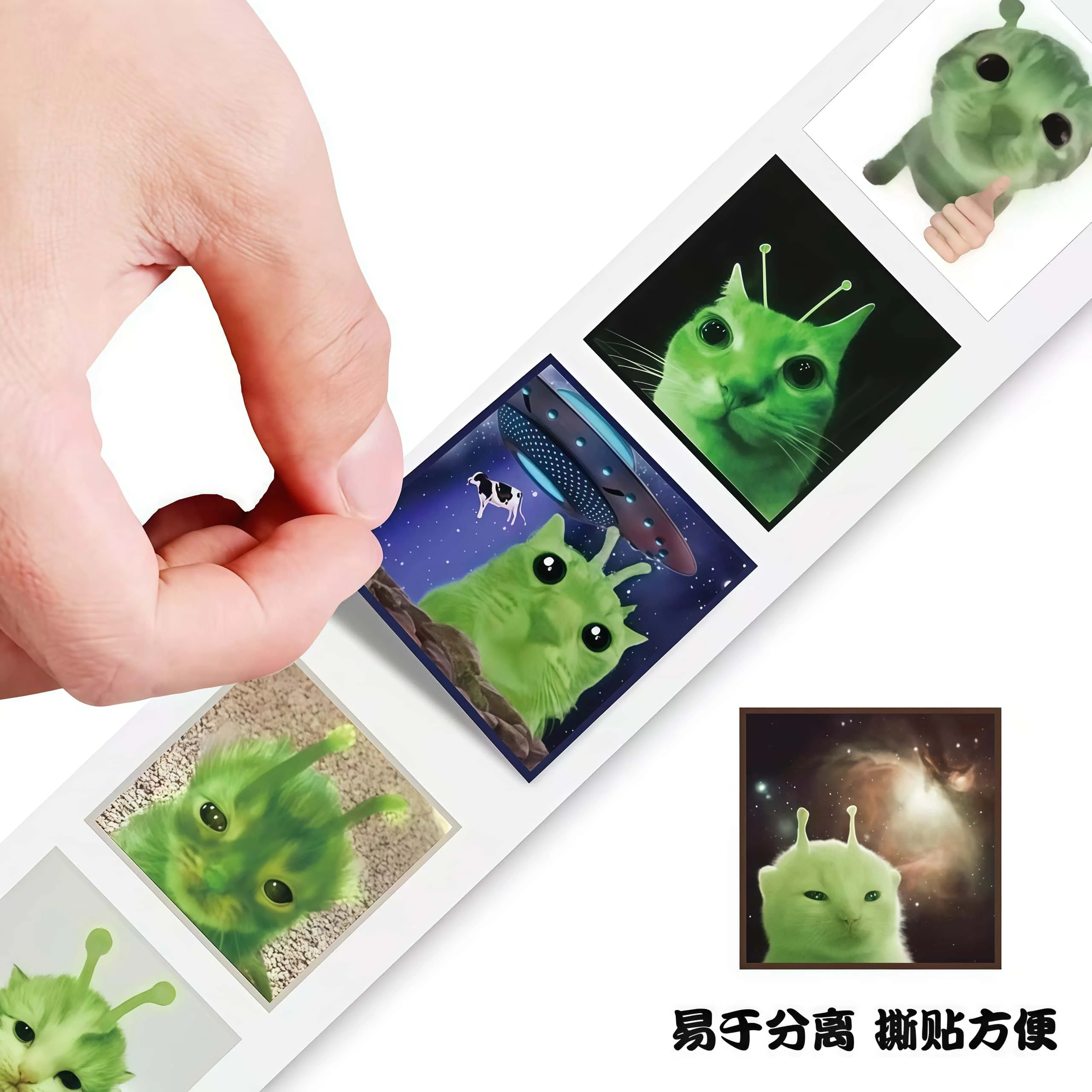 500Pcs Funny Alien Cat Stickers, Quirky Extraterrestrial Kitten Decals for DIY, Journal & Gift Embellishment