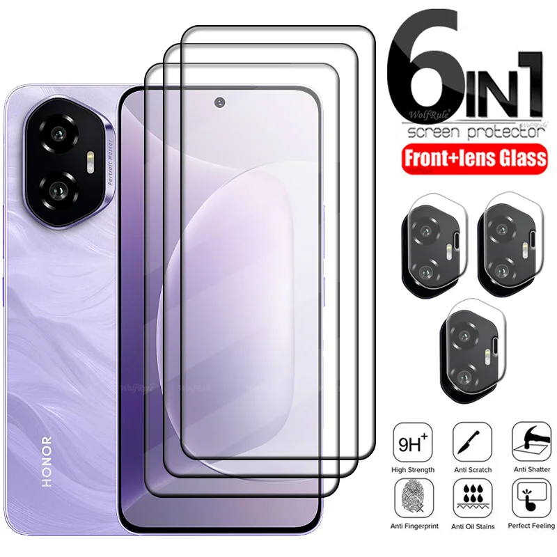 

6-in-1 For Huawei Honor 300 Glass For Honor 300 Tempered Glass Full Cover Glue 9H Screen Protector Honor 300 Honor300 Lens Glass