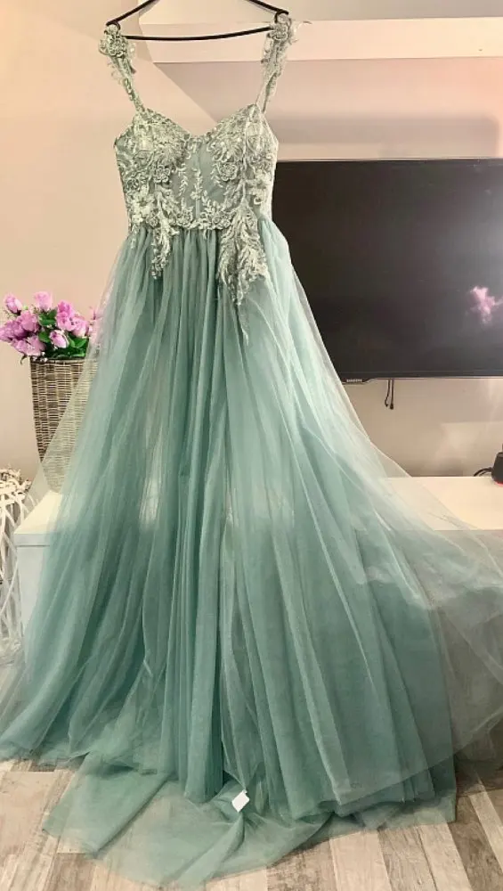 OLOEY 2023 Sexy Beach Lace Wedding Dress Spaghetti Straps Applique Wedding Gowns High Side Slit Bride Dress Vestido de noiva