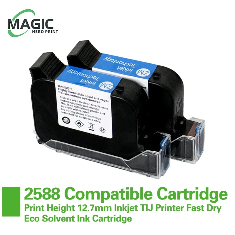 2588 2588M Compatible Handheld Printer Ink Cartridge Print Height 12.7mm Inkjet TIJ Printer Fast Dry Eco Solvent Ink Cartridge