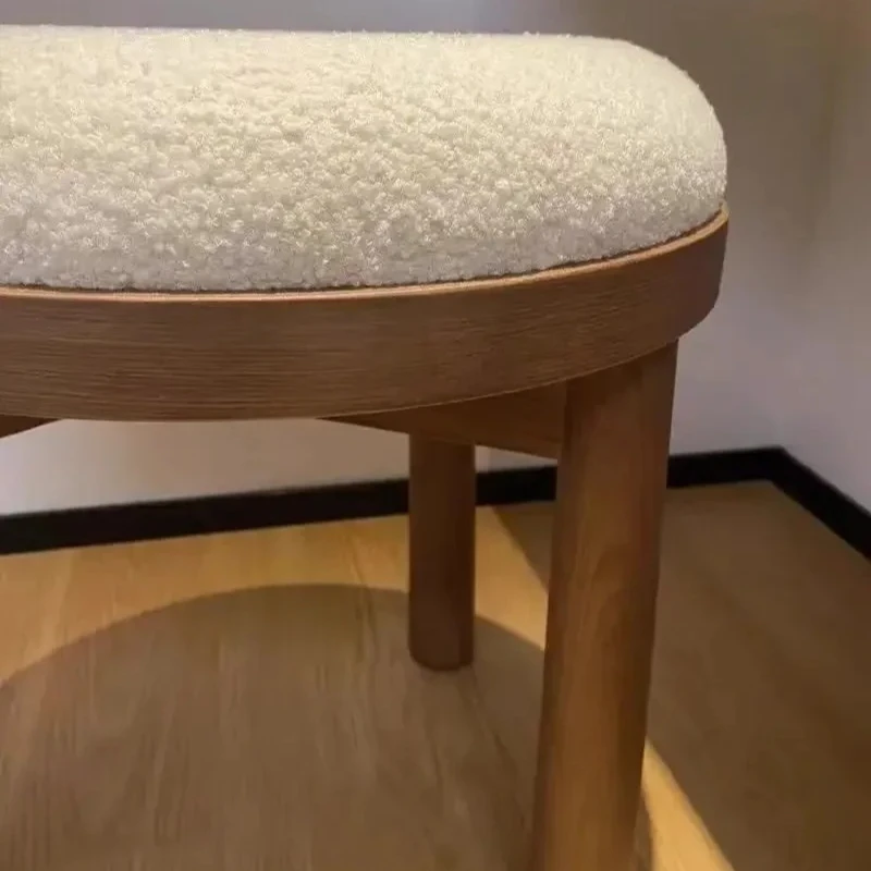Nordic Modern Home Bedroom Makeup Chair Internet celebrity Dressing Stool Dining Chair Simple Donut Lamb Fleece Chair Backrest