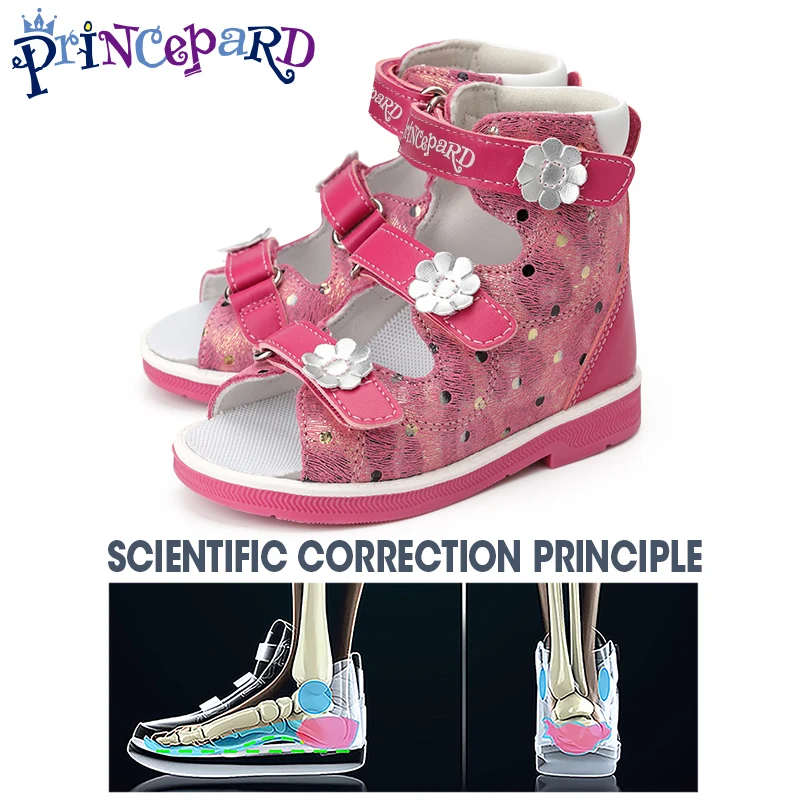 Child Orthopedic Sandals Princepard Girls Kids Corrective Shoes with High Back and Ankle & Arch Support Shiny Pink Pairing