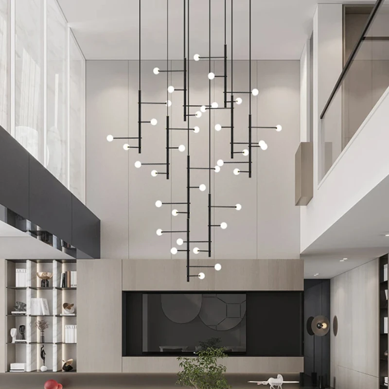 REVEN Modern Ceiling Light Dimmable Lustre Hardware Chandelier New Designer Gold Black Pendant Lamp for Living Room Staircase
