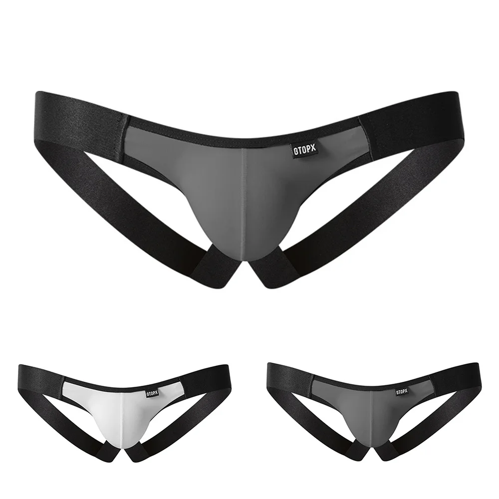 Men\'s Jockstrap Supporter Thongs Open Crotch Low-Rise Elastic Sports Underwear Pump Man Panties Underpants New Thong Panties