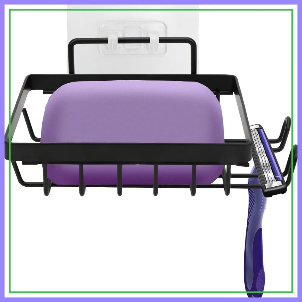 Self Draining Soap Dish & Razor Holder for Shower Wall, Easy Clean Bar Soap Holder for Bathroom Kitchen Sink