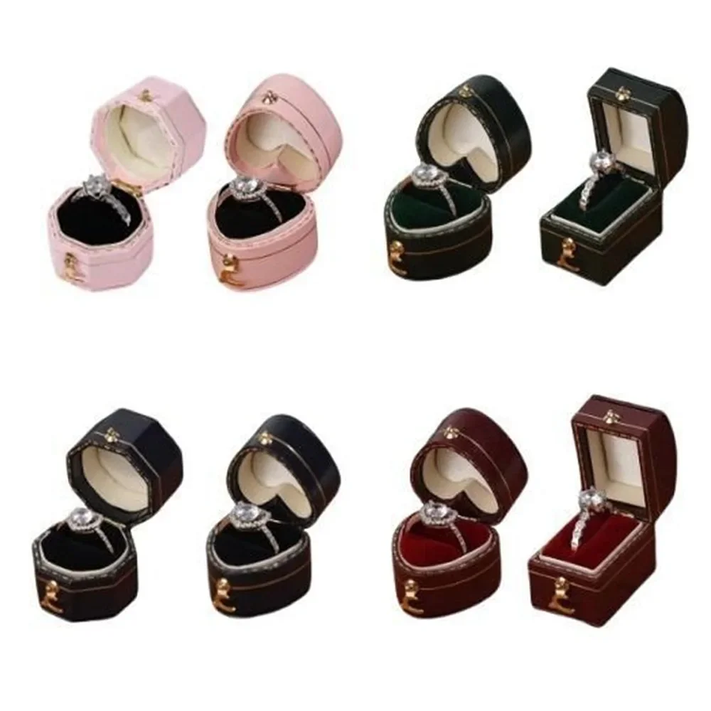 موضة مثمنة أقراط خاتم صندوق مربع على شكل قلب عرض المجوهرات علبة مجوهرات عالية الجودة الزفاف