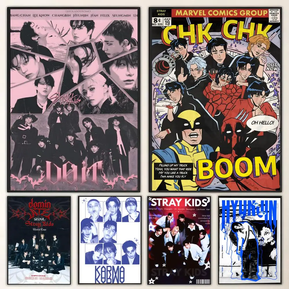 Poster HD-Kunst, wasserfest, selbstklebend, Wanddekoration (Wohnzimmer, Schlafzimmer, Bar), ästhetisch, Kpop S-Straykids