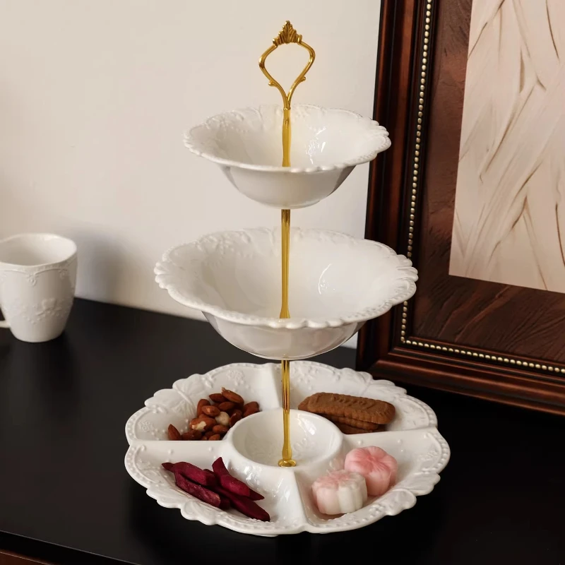 Retro-style Dessert Table, Multi-layer Fruit Display Stand, Afternoon Tea Dessert Tray Display.