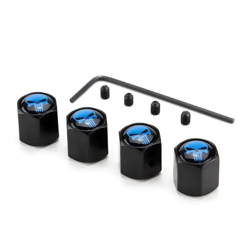 4Pcs/Set Skull Car Wheel Tire Valve Stem Caps, Waterproof, Airtight Dust Proof Covers Car Styling Decor Auto Accessories