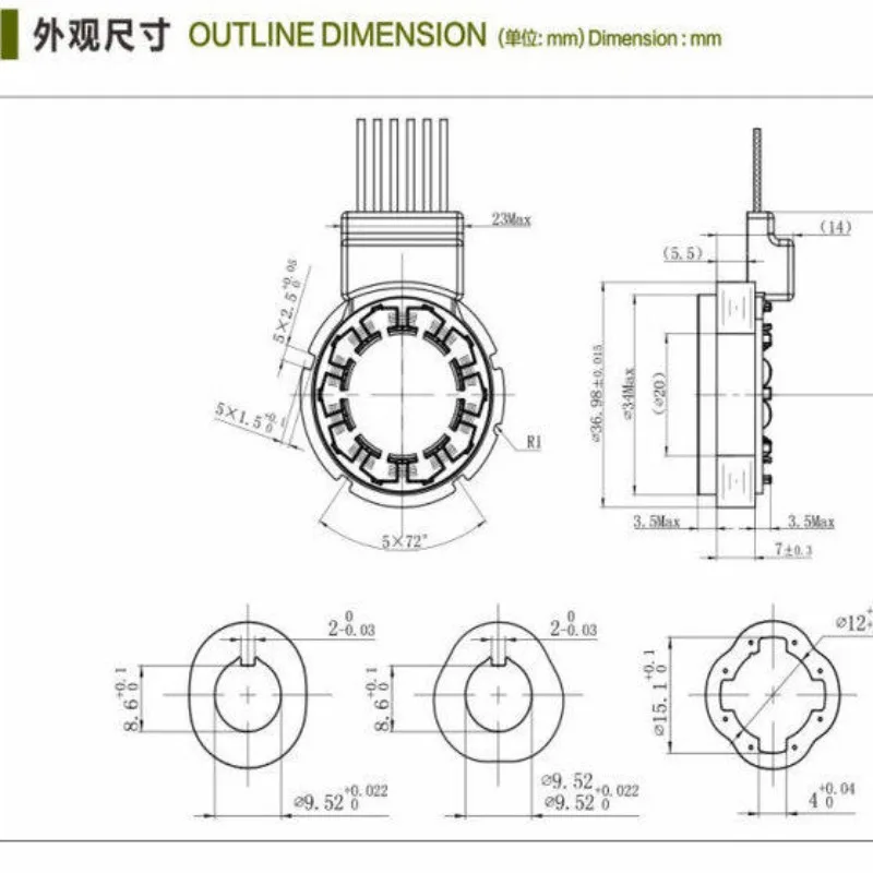 Rotary sensor, J37XU9734T magnetoresistive resolver