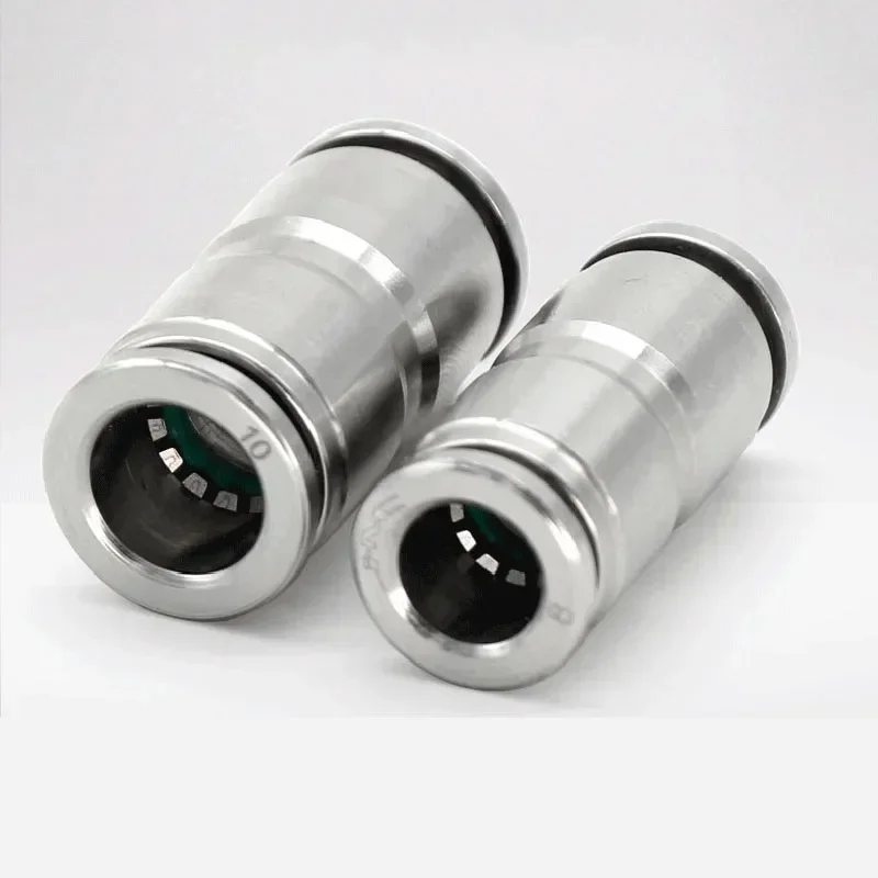 Acessórios de ar conectores de liberação rápida 304 aço inoxidável pu push in conector de mangueira 8mm 10mm 12mm para peças pneumáticas de cilindro