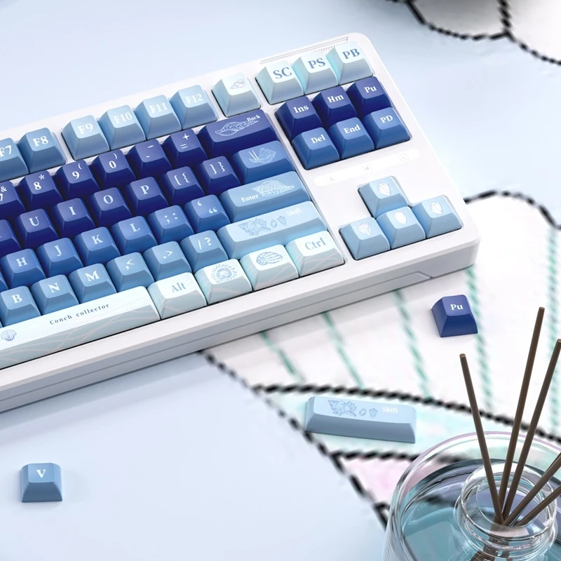 Ilovbee Deep-Sea Sh Thermally ell Sublimated Keycaps Kca Height Cute Girl 87 Key Mechanical Keyboard Pbt Artist Keycaps Key Cap