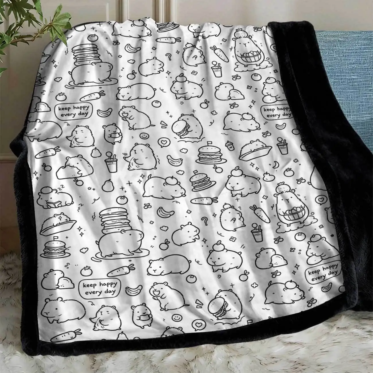 Handmade Multi-functional Coloring Blanket, Fashion Printed Animal Pattern, Soft Handmade Painting Brush Coloring Blanket