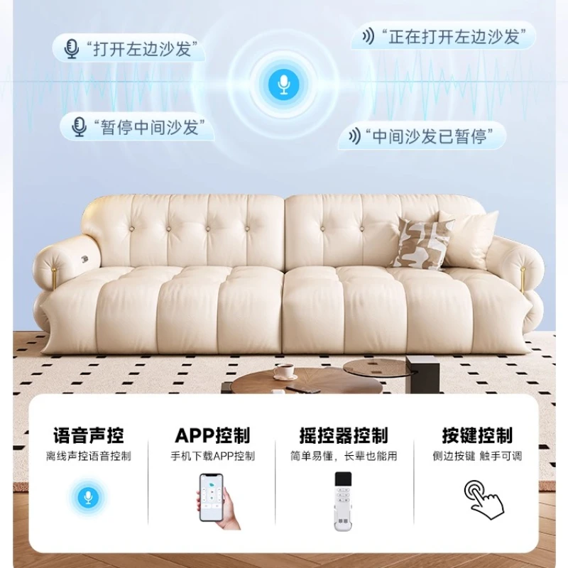 Couch Puffs Sleeper Leather Divani Home Furniture Usb Electric Bed Sofa Extendable Multifunctional Cloud Double Living Room