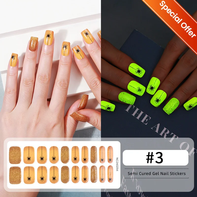 20 conseils enveloppes pour ongles semi-durci rouge sang Halloween noël imperméable longue durée autocollants pour ongles fonctionne avec lampe UV manucure bricolage