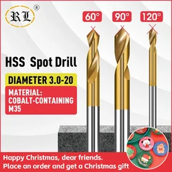 RL HSS Cobalt-containing M35 Spot Drill Set 120 60 90 Degree Positioning Center Drill 2.0-20 For Lathe Processing Of Stainless