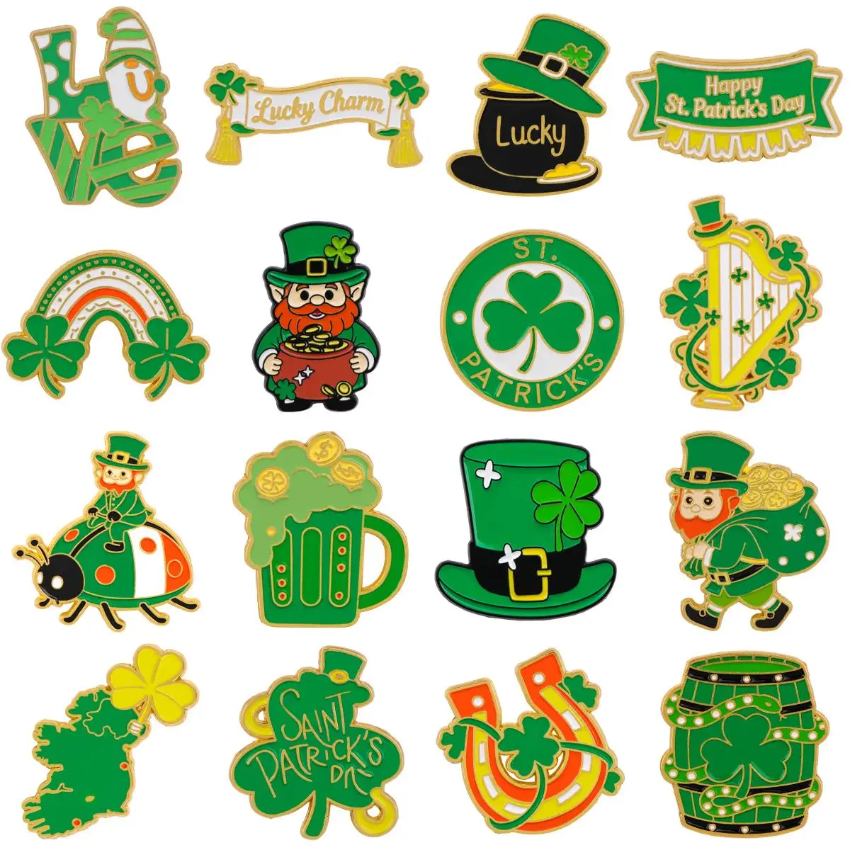 Grüne Klee Emaille Pin Niedliche Brosche Für Hut Mode Revers Abzeichen Schmuck Patricks Day Zubehör Festival Dekoration Party Geschenk