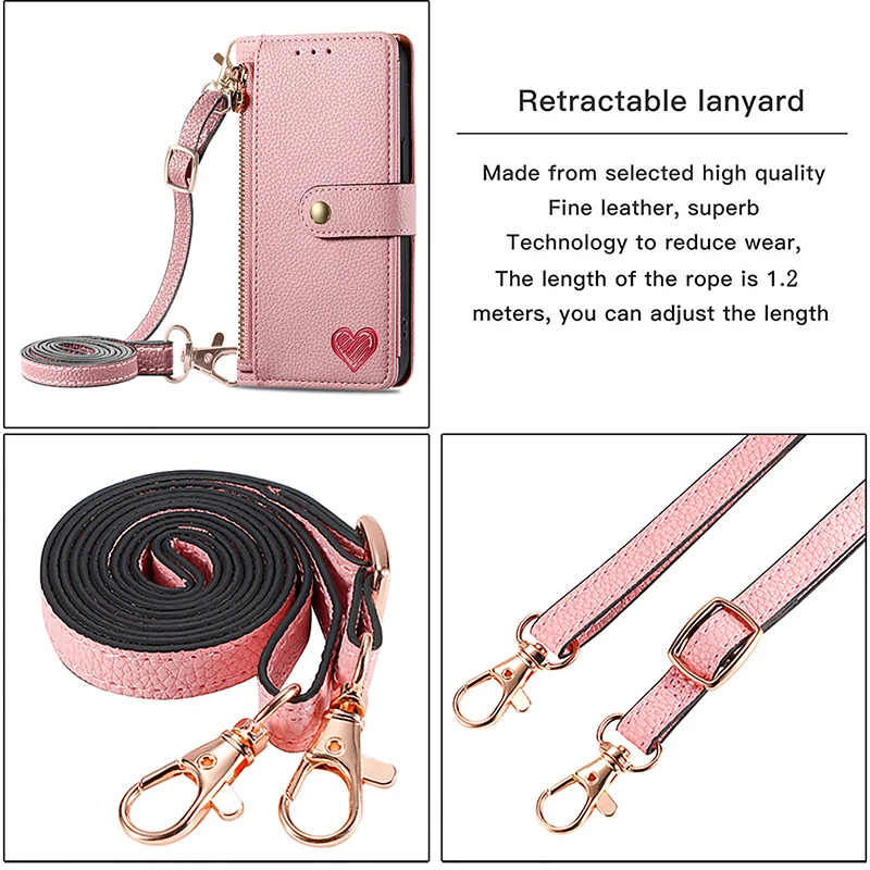 Zipper Leather Wallet Anti-theft Case For OPPO Realme 11 10 Pro Plus 9 9i 8 8i Narzo 30 50 5G N53 N55 Wrist Strap Cover Lanyard