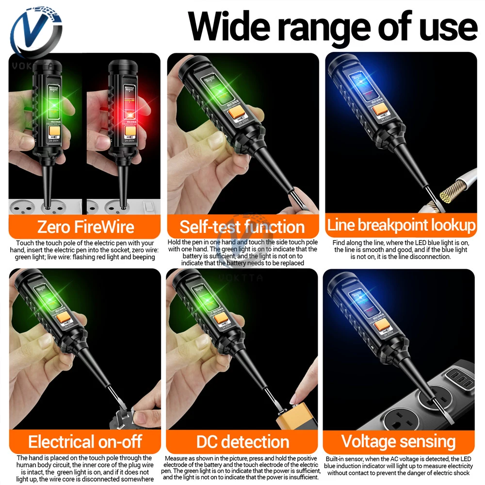 AC 24-250V Non-contact Voltage Tester Pen Three Light Sensor Beep Alarm Electrical Screwdriver Test Pencil Voltage Meter Tester