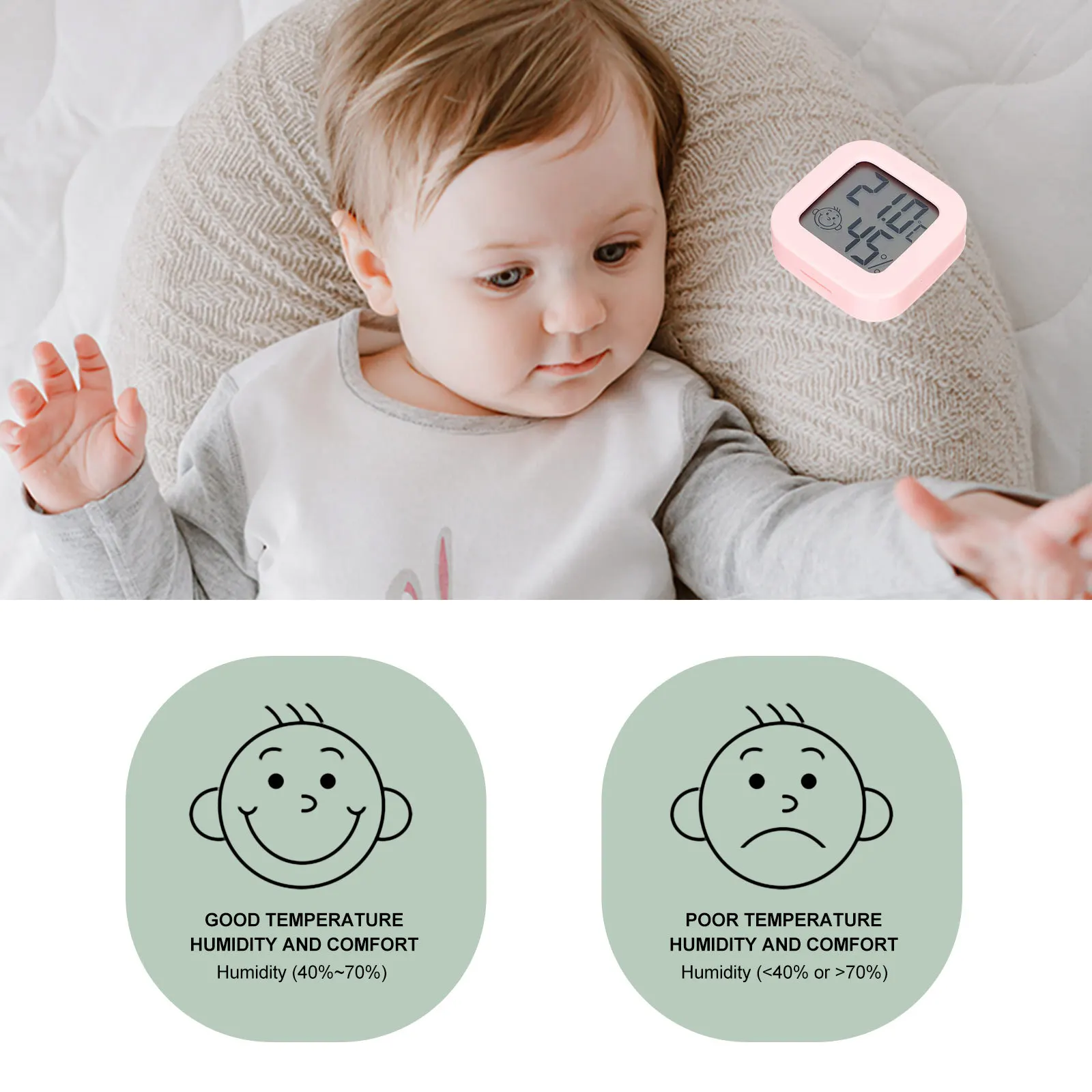 

4Pcs Digital Thermometer Hygrometer Home Electronic Temperature Humidity Gauge for Baby Room Indoor Environment Monitoring