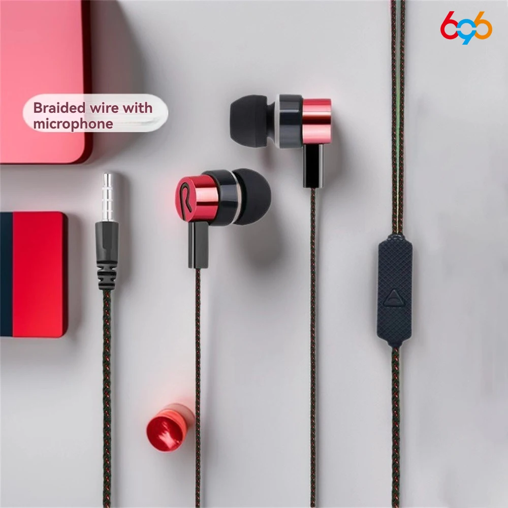 Fones de Ouvido Intra-Auriculares com Fio e Microfone para Chamadas HD, Headset Esportivo, Não Requer Bluetooth para Celulares