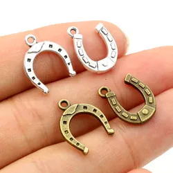 30pcs Charms Lucky Horseshoe Horse 16x13mm Antique Bronze Silver Color Plated Pendants Making DIY Handmade Tibetan Jewelry