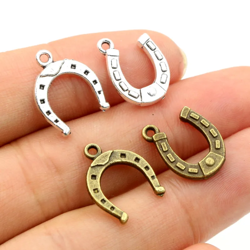 30 sztuk Charms Lucky Horseshoe koń 16x13mm antyczny brąz srebrny kolor Plated wisiorki dokonywanie DIY Handmade tybetański biżuteria