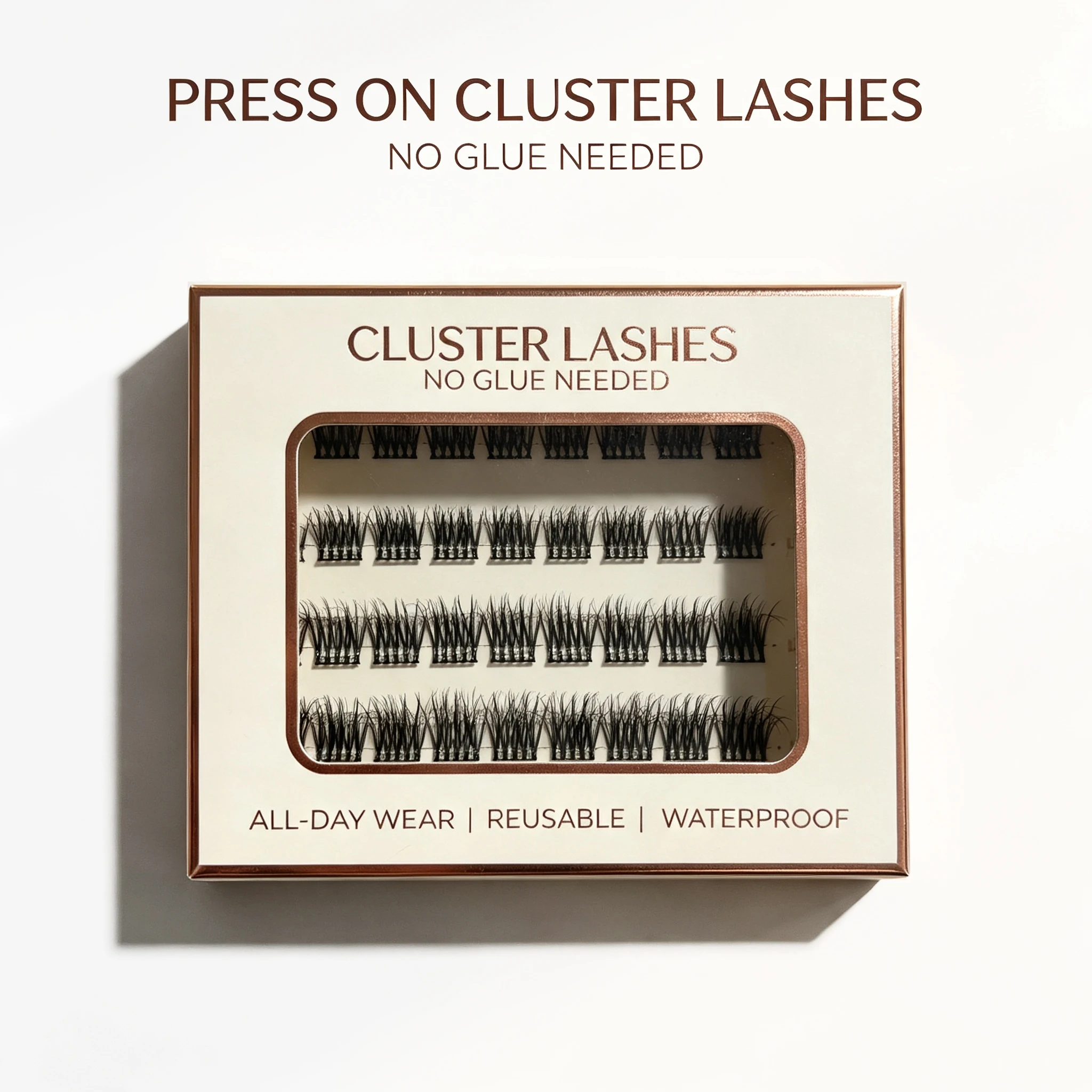 Self Adhesive Eyelashes 2-5 Days Hold Wide Glue Tape No Glue Needed Lashes 10-16mm Pre Glued Cluster Lashes