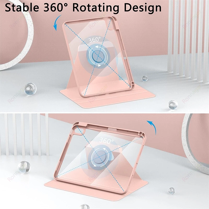 Rotating Case for iPad Air11 13inch M4/M3/M2 2026/2025/2024 Air5 4 10.9 10th 11th 12th A19 A16 Pro11 12.9 13 M5 M4 8 9 10.2 10.5