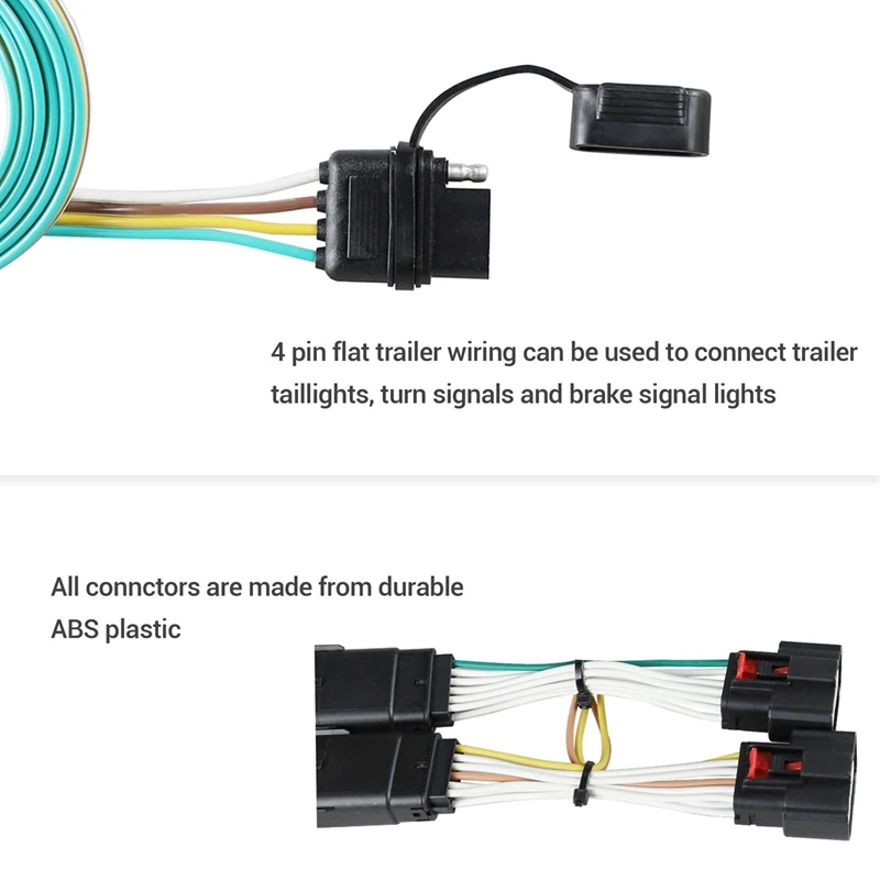 

4 Way Trailer Wiring Harness Connector Plug 56407 118786 Replacement Parts Fit For Jeep Wrangler JL 2018-2022