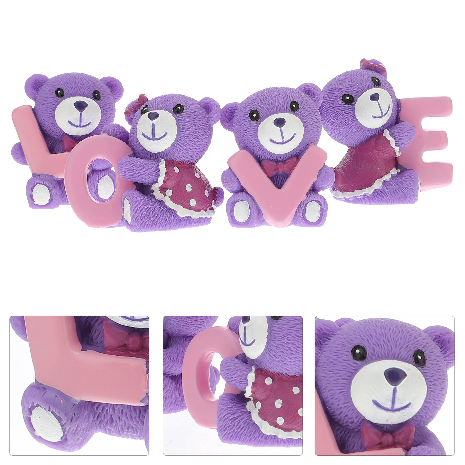 

Lavender Bear Figurines Resin Crafts LOVE Design Purple Desktop naments Home Decor Valentine Gifts Bear Shaped Toppers Elegant