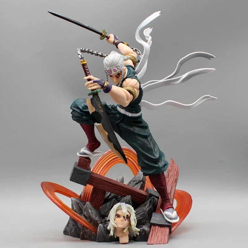 

27cm Demon Slayer figures Uzui Tengen Figures 2 Heads Kimetsu No Yaiba Anime Figures Figurine Gk Pvc Statue Model Toys Gift