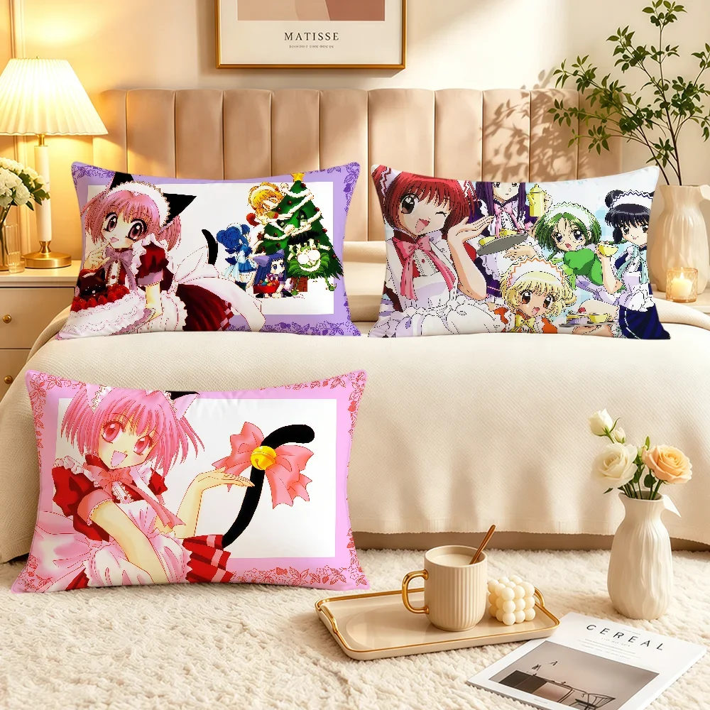 Cute Cartoon Tokyo Mew Mew Cushion Cover Soft Rectangle Home Sofa Living Room Decor Dorm Bed Hogar Pillowcase Gift