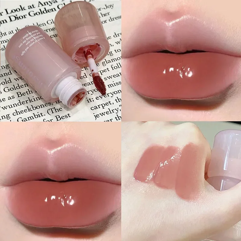 Brillo de labios de gelatina de cristal, lápiz labial de larga duración, hidratante, tinte de labios brillante, maquillaje, cosméticos