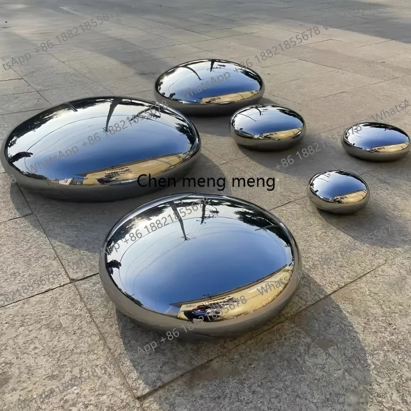 E182 Garden park lawn landscape stainless steel pebble mirror sculptures, large sculptures, outdoor furniture, sculptures