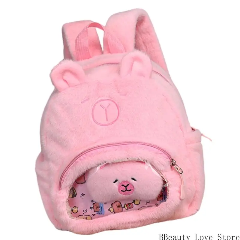 

Cartoon Capybara Plush Backpacks Rucksack Girl Ita Bag Plush School Bag Travel Daypack for Women Girl Camping Hiking