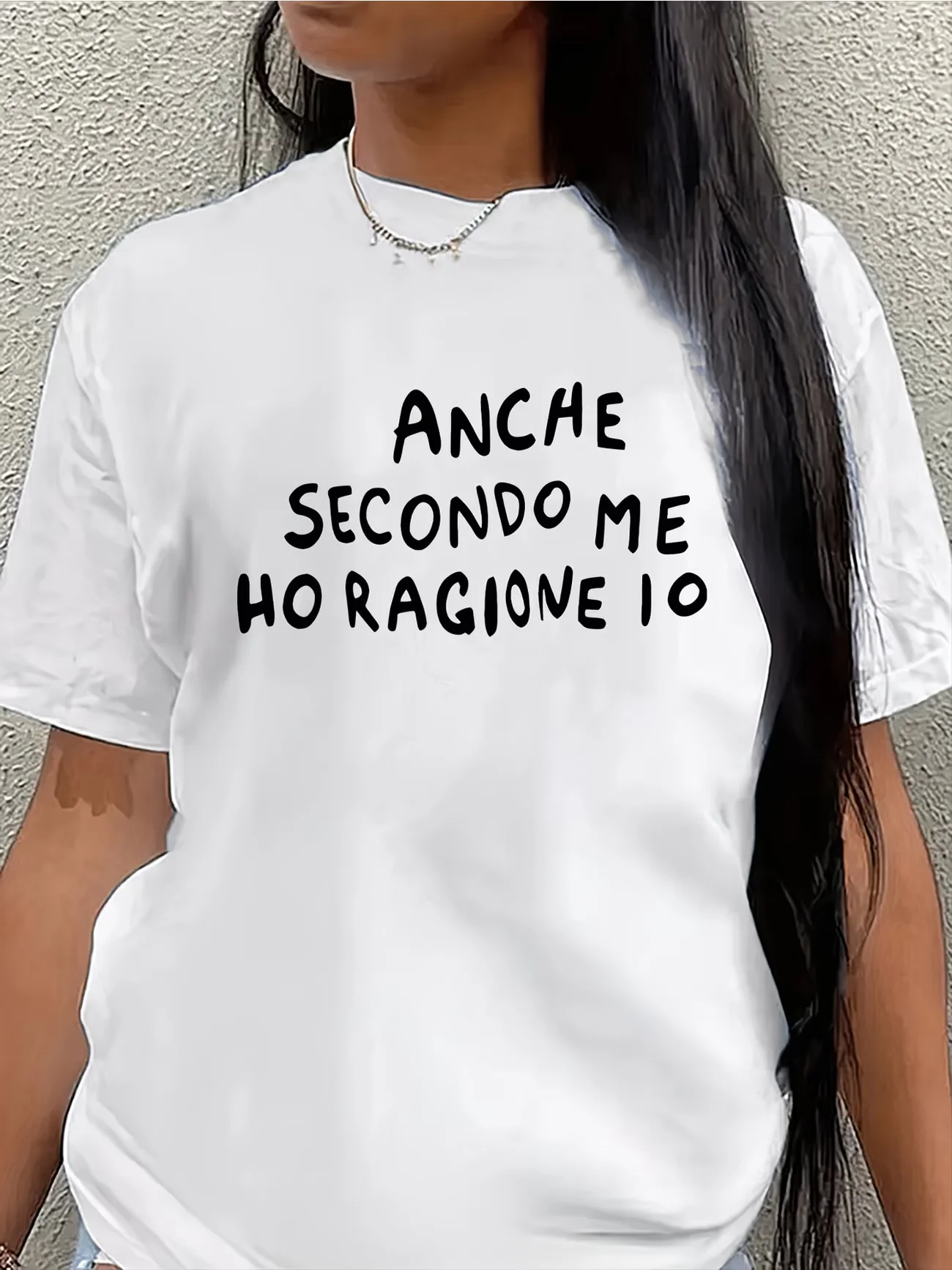 Italian Slogan Graphic T-Shirt Women Summer Short Sleeve Anche Secondo Me Print Loose Tops Female Casual Streetwear Fashion Tee