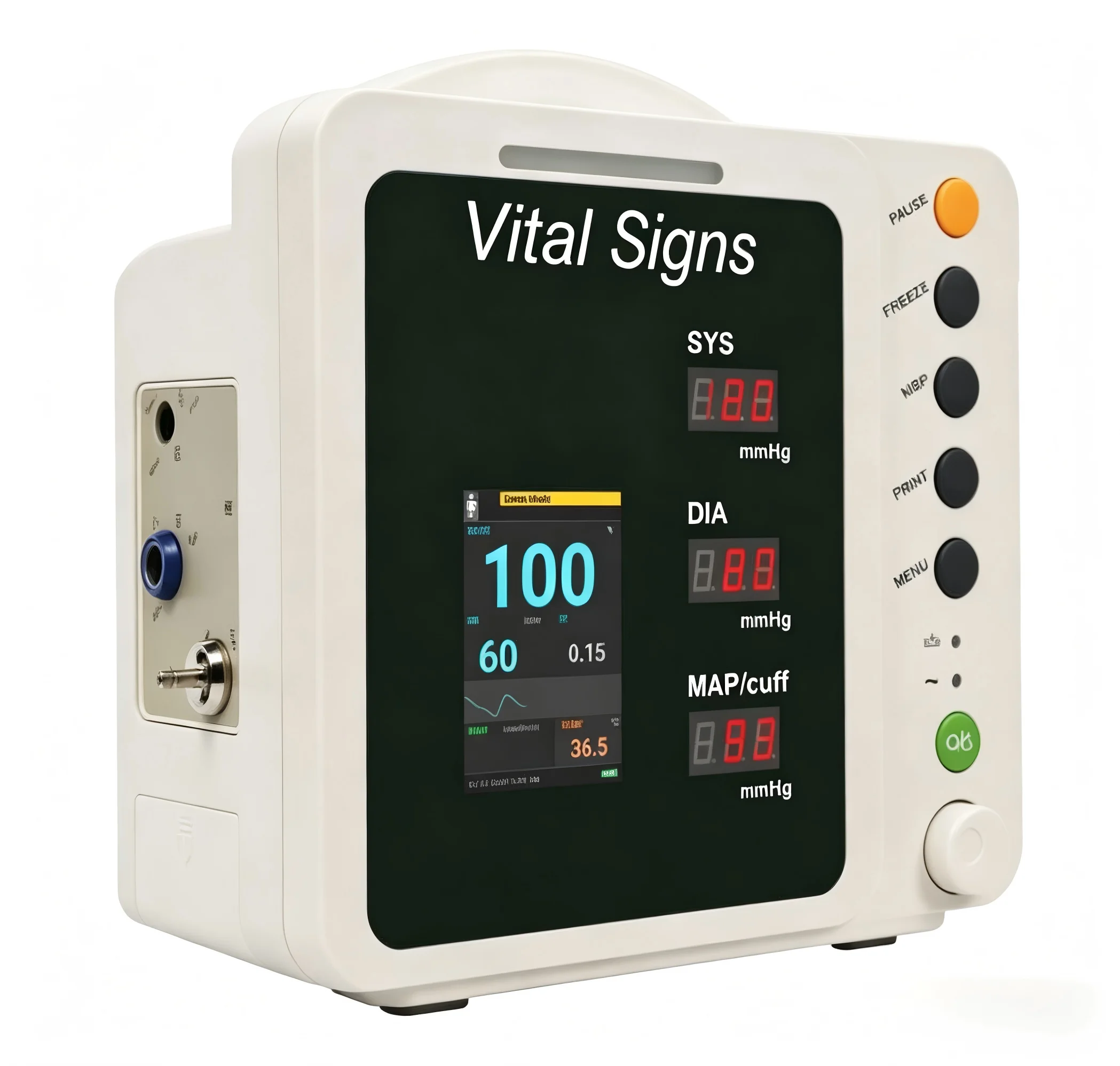 Multi-Use 3 Parameter Vital Signs Monitor | Portable SpO2 NIBP Temperature Monitor for Human/Veterinary Care