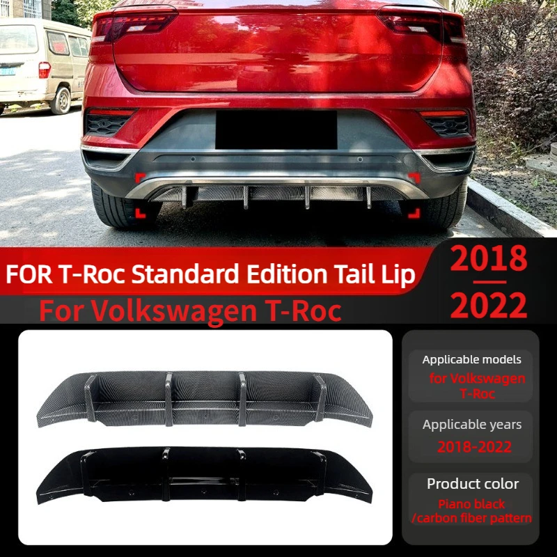 Car Rear Bumper Splitter Guard Body Kits for Volkswagen T-Roc 2018-2022 Rear Bumper Lip Spoiler Diffuser