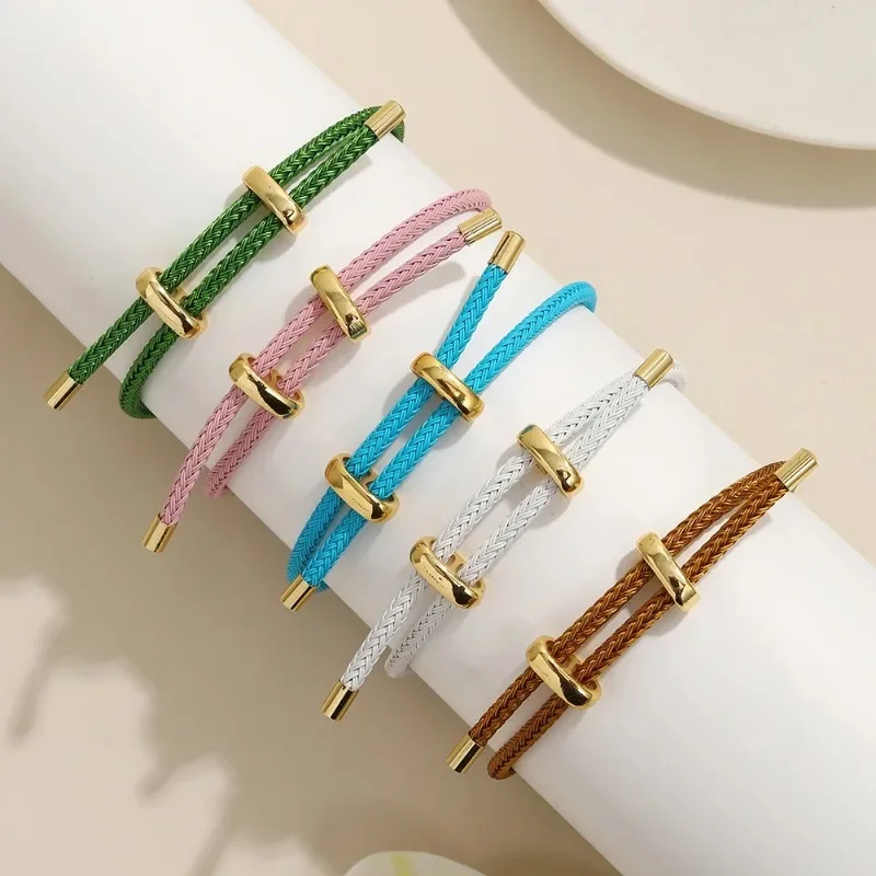 أحمر أسود أسلاك الفولاذ قابل للتعديل أساور توسيع اليدوية حبل مضفر أساور للأزواج للنساء الرجال سلسلة مجوهرات